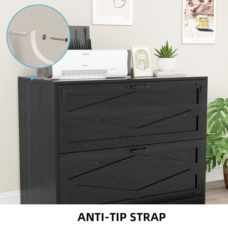 Inbox Zero Maniram 35.43'' Wide 2 -Drawer Farmhouse Lateral